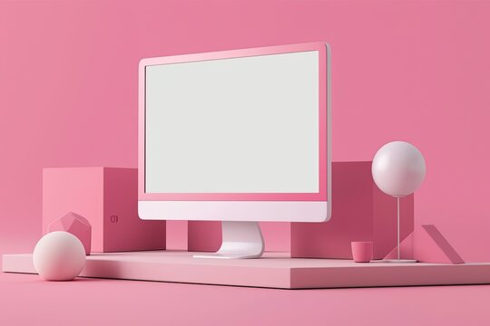 3D Computer Mockup with Minimal Background Customizable Background and Object Color