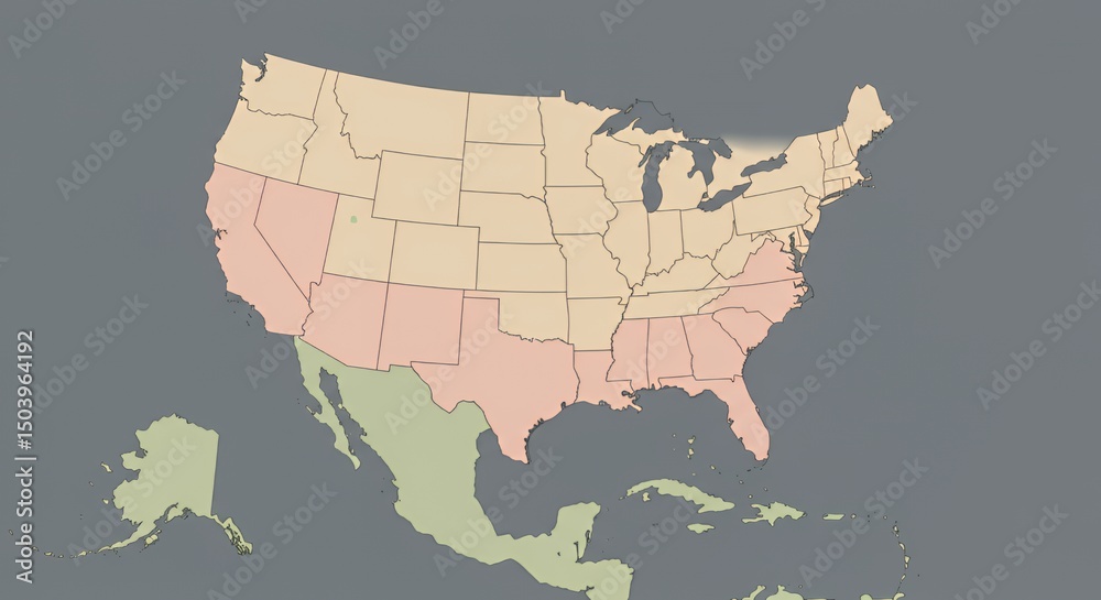 Usa Map Color Code United States Map: Color-Coded Regions Stock Illustration | Adobe Stock