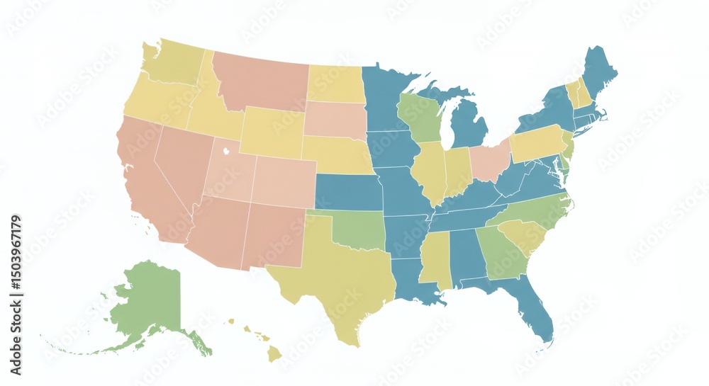 US States Color-Coded Map: A Visual Representation Stock Illustration ...