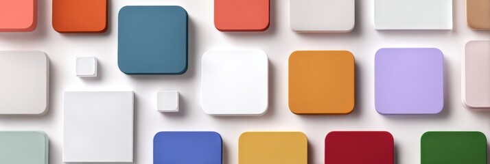 Leinwandbilder - Sticker Grid Mockup Featuring Colorful Squares in a Minimal Flat Style Arranged in a Clean Center Layout for Design Presentations