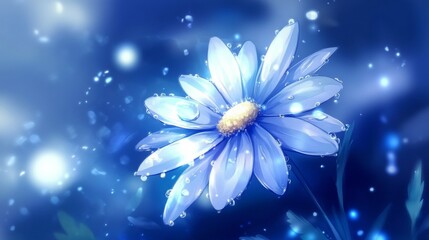 Aufkleber - A captivating close-up of a delicate daisy with water droplets, showcasing the intricate details of the flower and the shimmering beauty of nature.
