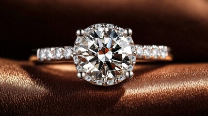 Aufkleber - A close-up of a stunning diamond ring set on a soft velvet surface, showcasing its brilliance and intricate details in a luxurious setting.