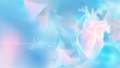 © Svetlana - Soft, modern medical banner background with blue gradient. On the right is a translucent minimalistic illustration of a human heart with light lines. Illustration for cardiology events