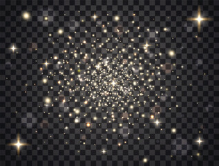 space stars dust banner. festive designs, christmas light, glowing stars on transparent backgrounds