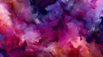 Wall Mural - Black dark purple red burgundy wine magenta maroon plum watercolor water. 