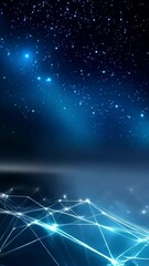 Fototapete - Abstract network connecting glowing nodes with celestial starlight background, creating futuristic technology and modern communication concept
