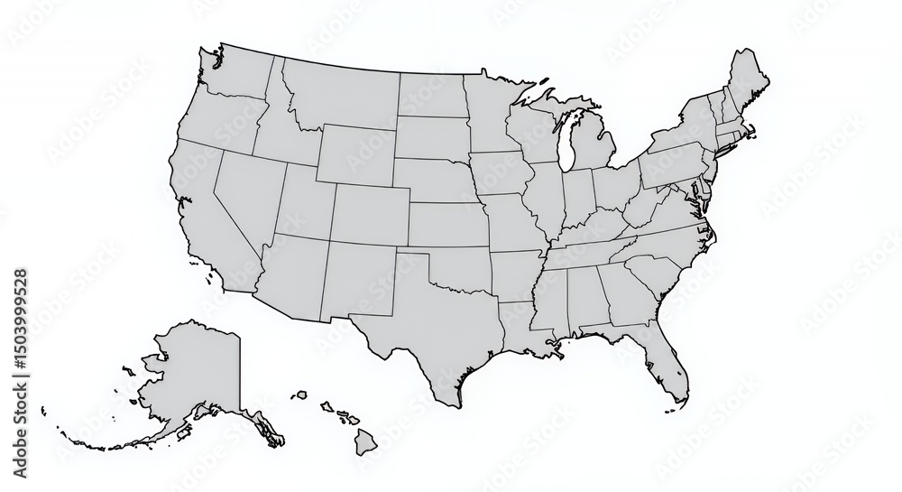 Simple State Map United States Map: A Simple Outline of States Stock Illustration ...