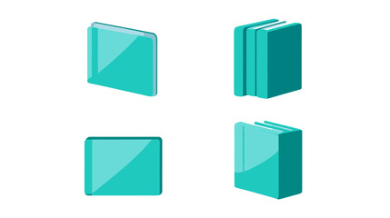 Poster - Collection of Teal Colored Book Icons in Different Arrangements and Perspectives