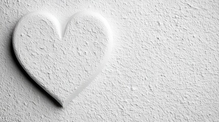 Poster - White Heart Shape on Textured Wall  Love  Romance  Background  Design