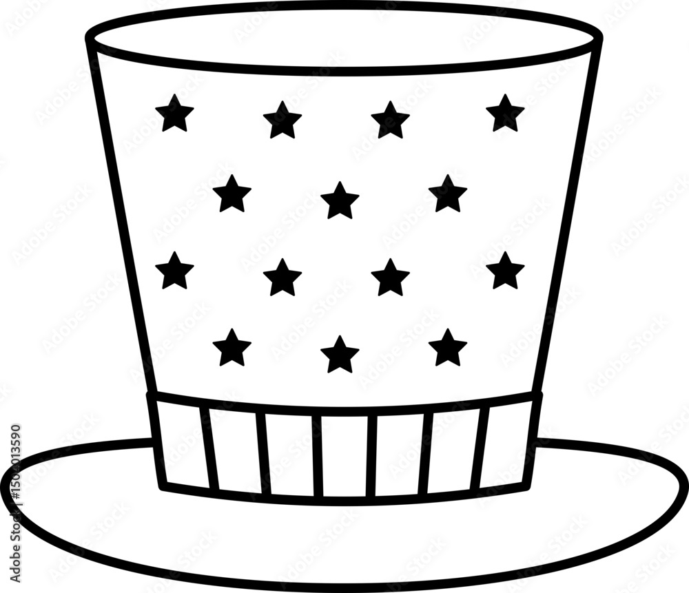 Uncle Sam Patriotic Usa Hat coloring page Vector isolated. American ...