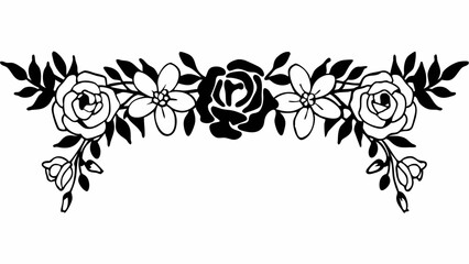 Poster - Floral arrangement featuring roses and other flowers with leaves in a symmetrical design element created with generated ai