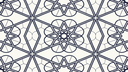 Poster - Geometric pattern featuring interlocking stars diamonds and semicircles in a repeating design layout created with generated ai