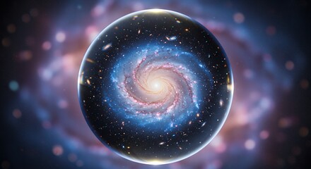 Wall Mural - galaxy in sphere with blurred background