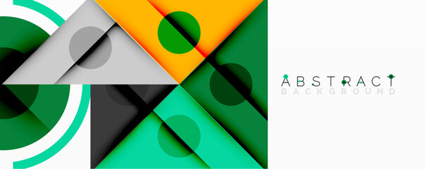 Poster - Modern geometric design. Overlapping shapes create dynamic visual effect. Bright colors, clean lines, abstract composition.