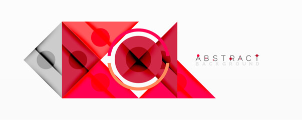 Aufkleber - Geometric shapes, red tones dominate design. Modern composition with circular elements, gradients present. Minimalist aesthetic, clean lines visible.
