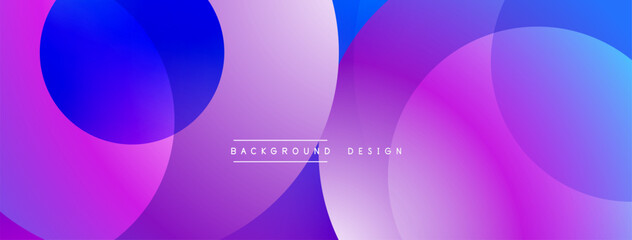 Poster - Abstract background features overlapping circles. Gradient colors blend purple, blue, pink hues. Modern design element for digital projects.