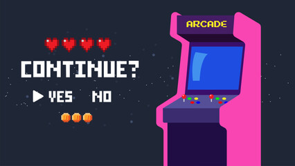 Aufkleber - Arcade retro game for game assets in vector illustrations.Retro Futurism Sci-Fi Background.