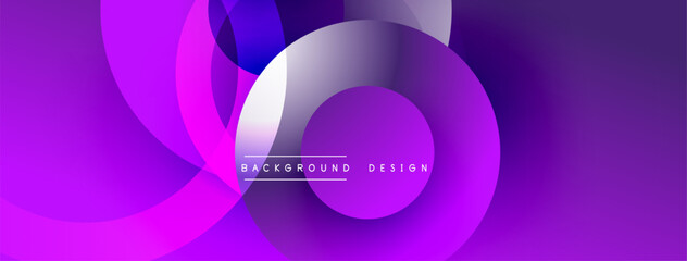 Poster - Abstract purple design features overlapping circles, gradients. Modern background suitable for digital projects, presentations. Vibrant, dynamic composition.