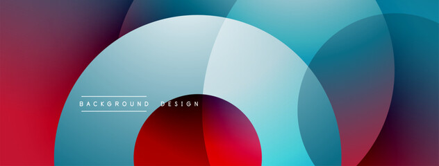 Leinwandbilder - Abstract fluid shapes overlap. Red, blue, white gradients create dynamic composition. Modern design element for backgrounds.