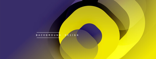 Aufkleber - Abstract design features layered circles, gradients. Yellow, purple hues dominate composition. Modern aesthetic, dynamic flow.