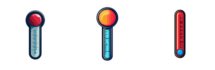 Poster - Colorful cartoon thermometer designs showing temperature changes in a fun and engaging way, ideal for educational purposes and illustrations