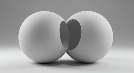 Poster - Abstract Intertwined Spheres in Neutral Tones