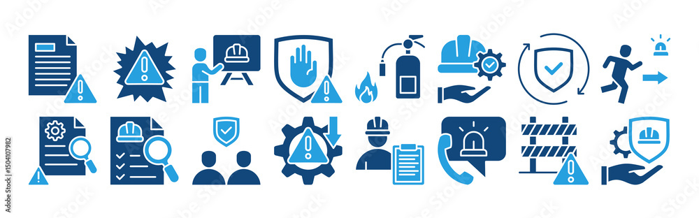 Process Safety Risk Man Icon Стоковий вектор Industrial safety icon set with hazard, risk ...