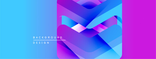 Poster - Abstract geometric shapes, vibrant gradients. Blue, purple, pink hues create modern background design. Minimalist text present.