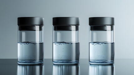 Poster - 3d transparent water container that showcases modern simplicity with sleek form and clear, realistic details, ideal for versatile digital and commercial projects.
