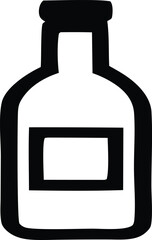 Poster - Simple black and white illustration of a bottle with a label