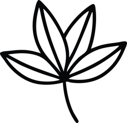 Poster - Bold black outline drawing of a simple five leaf plant
