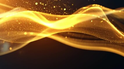 Poster - mesmerizing abstract golden wave of light shimmering particles create elegance and warmth in motion 