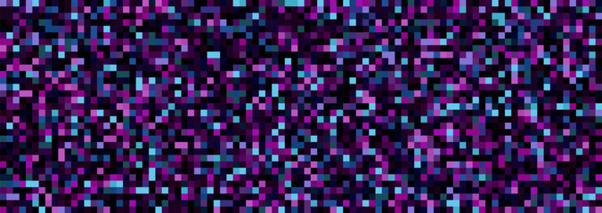 Abstract pixel bitmap pattern with random pink and black blocks. Retro 8-bit digital texture, perfect as a bold background, glitch screen or techno-inspired design element.
