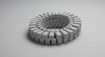 Aufkleber - Abstract Grey Cubes Forming Circular Structure