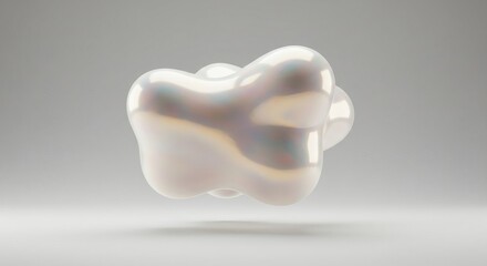 Aufkleber - Iridescent Organic Forms Floating on Grey Background