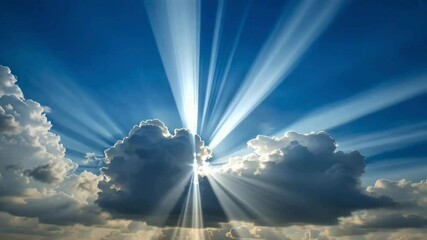 Sky clouds sunbeams heaven sunlight nature cloudscape light blue weather sunshine bright ethereal 4k video