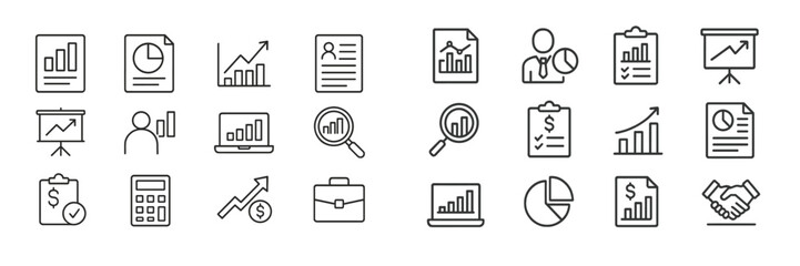 Poster - Business analytics tools and icons displayed for data analysis and decision making in a contemporary office setting