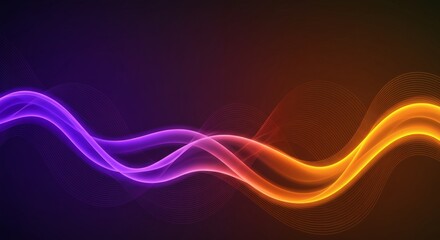 Aufkleber - Abstract Glowing Waves of Purple and Orange on Dark Background