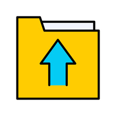 Poster - Folder Upload Icon: Document Transfer, File Sharing, Cloud Storage, Data Send, Minimalist Filled Line Vector
