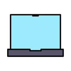 Poster - Laptop Computer Icon: Portable Digital Device, Technology, Remote Work, Online Learning, Business, Modern Computing, Minimalist Filled Line Vector Graphic