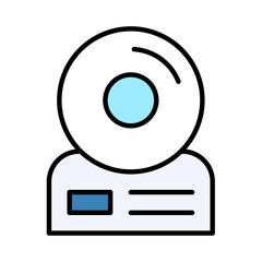 Poster - CD Drive Icon: Optical Disk Reader, Data Storage, Software Installation, Multimedia Player, Computer Component, Digital Technology, Minimalist Filled Line Vector Graphic