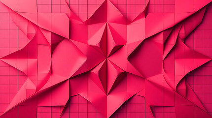 Poster - Abstract pink geometric paper art design background