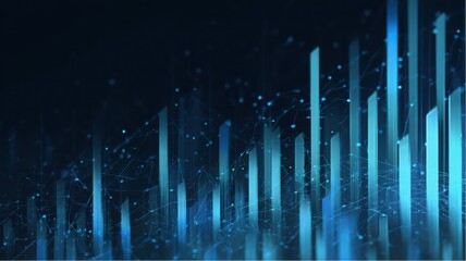 Poster - Abstract representation of data flow with rising lines against dark background