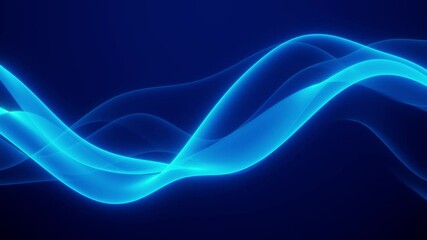 Poster - Abstract colorful wavy background in bright blue on black backdrop. Modern colorful wallpaper. Seamless loop animation. 3d rendering.