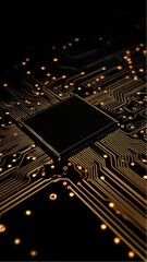 Poster - Close up of central processing unit on computer motherboard in dark setting
