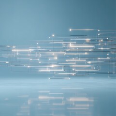 Poster - Abstract digital network background with glowing lines and squares transmitting data
