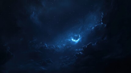 Wall Mural - Dark blue abstract nebula background