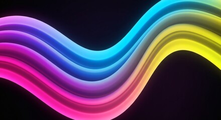 Aufkleber - Vibrant Neon Wave Abstract Background Design