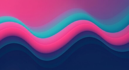 Aufkleber - Abstract Wavy Gradient Background with Pink, Teal, and Navy Blue Tones