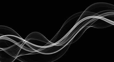 Aufkleber - Ethereal white smoke trails flow across a stark black background, creating a sense of movement.